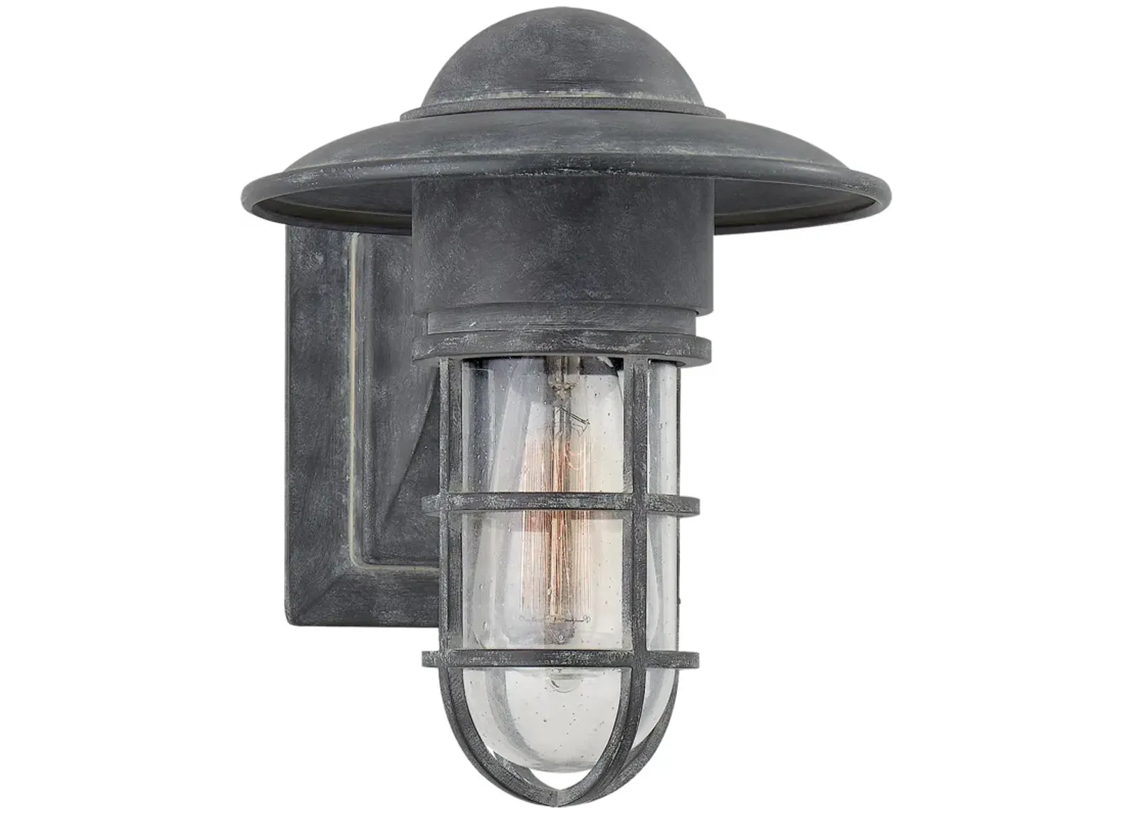 Marine Indoor/Outdoor Wall Light in Weathered Zinc with Seeded Glass