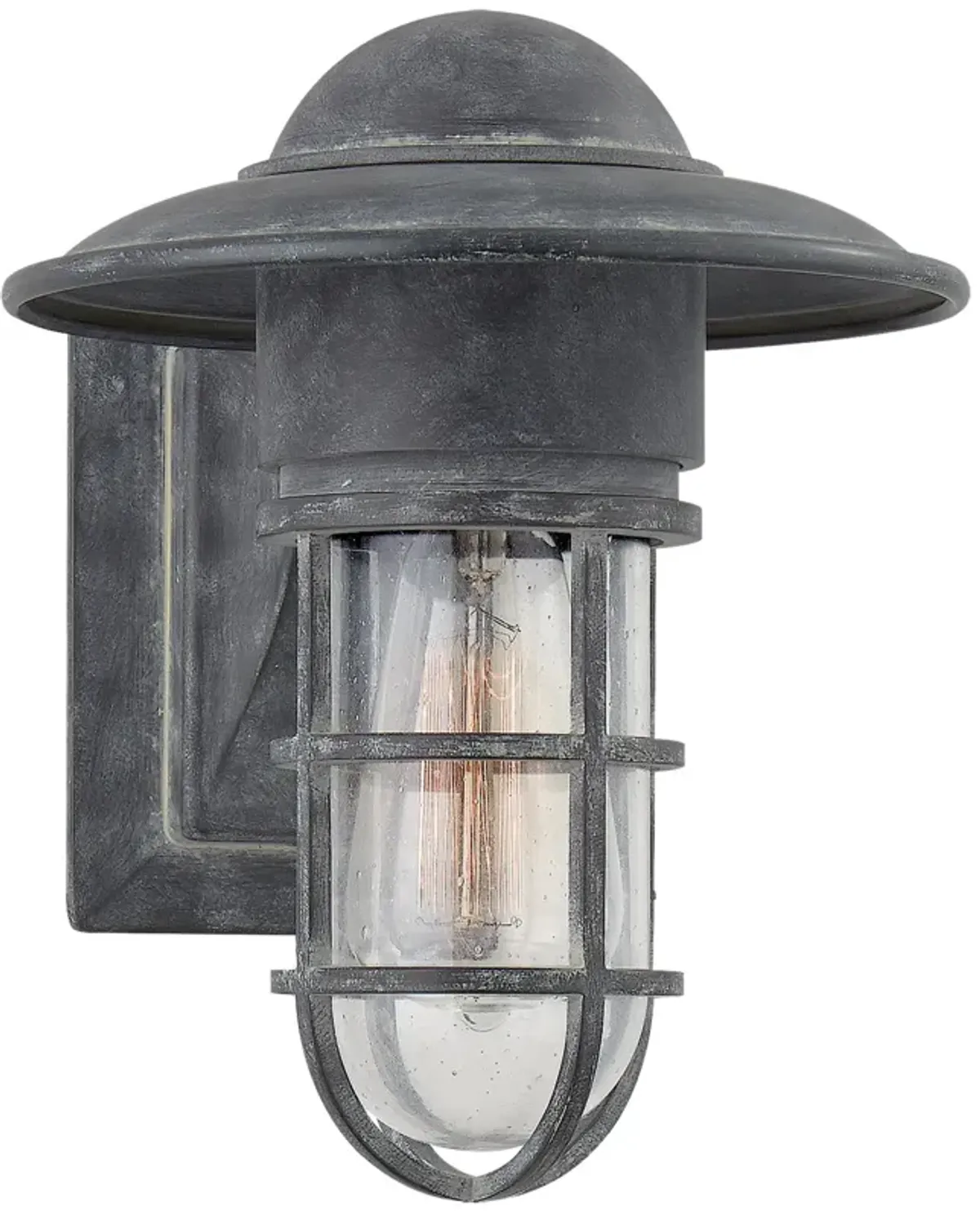 Marine Indoor/Outdoor Wall Light in Weathered Zinc with Seeded Glass