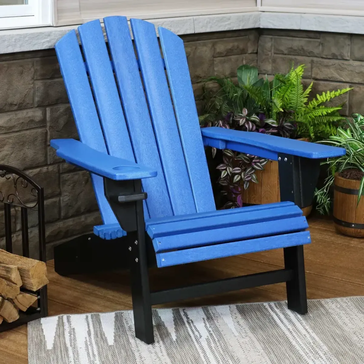 Sunnydaze All-Weather Adirondack Chair with Drink Holder