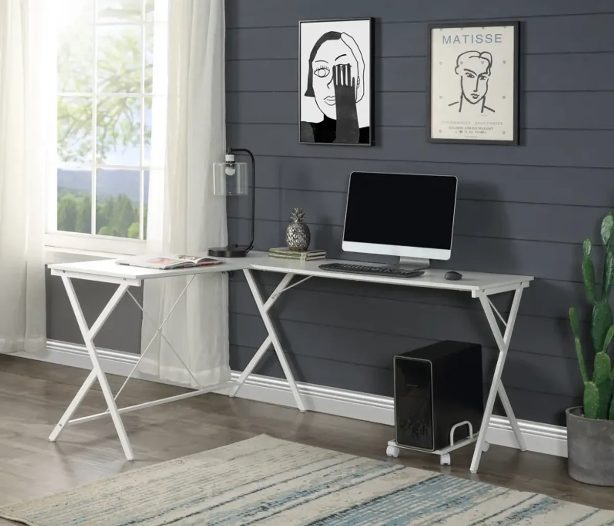 ACME Demas Computer Desk,  White Finish