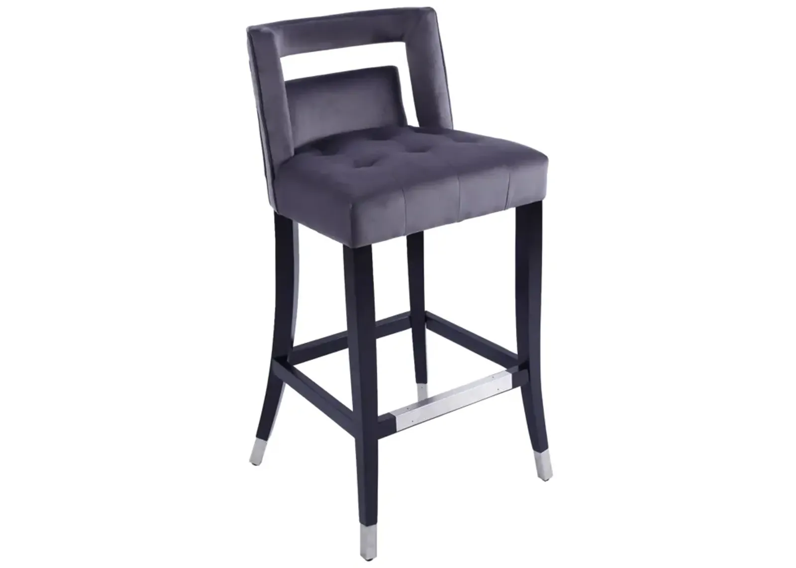 Suede Velvet Barstool With Nailheads Dining Room Chair 2 PCS Set - 30 Inch Seater Height