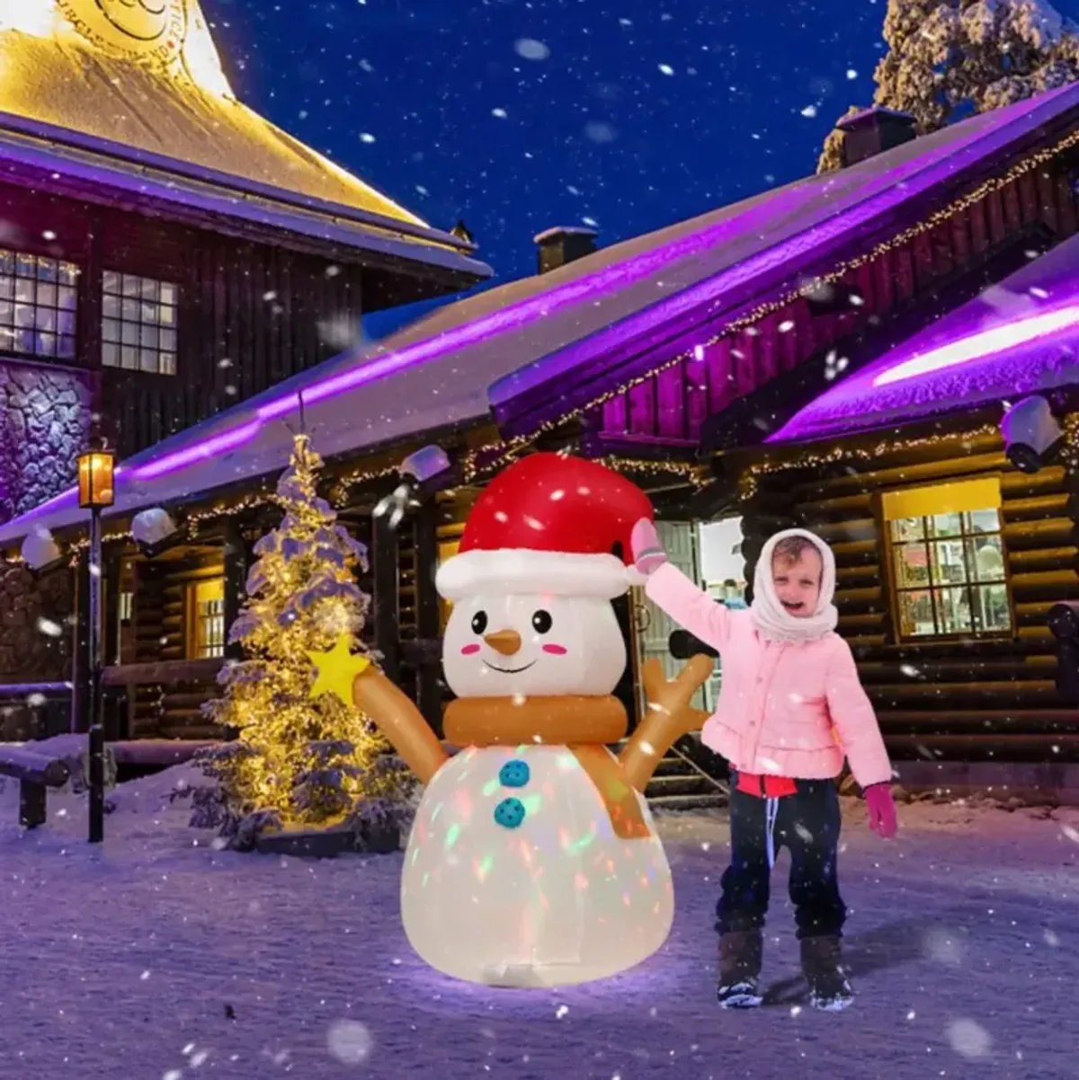 4 Feet Inflatable Christmas Snowman with Colorful LED Light