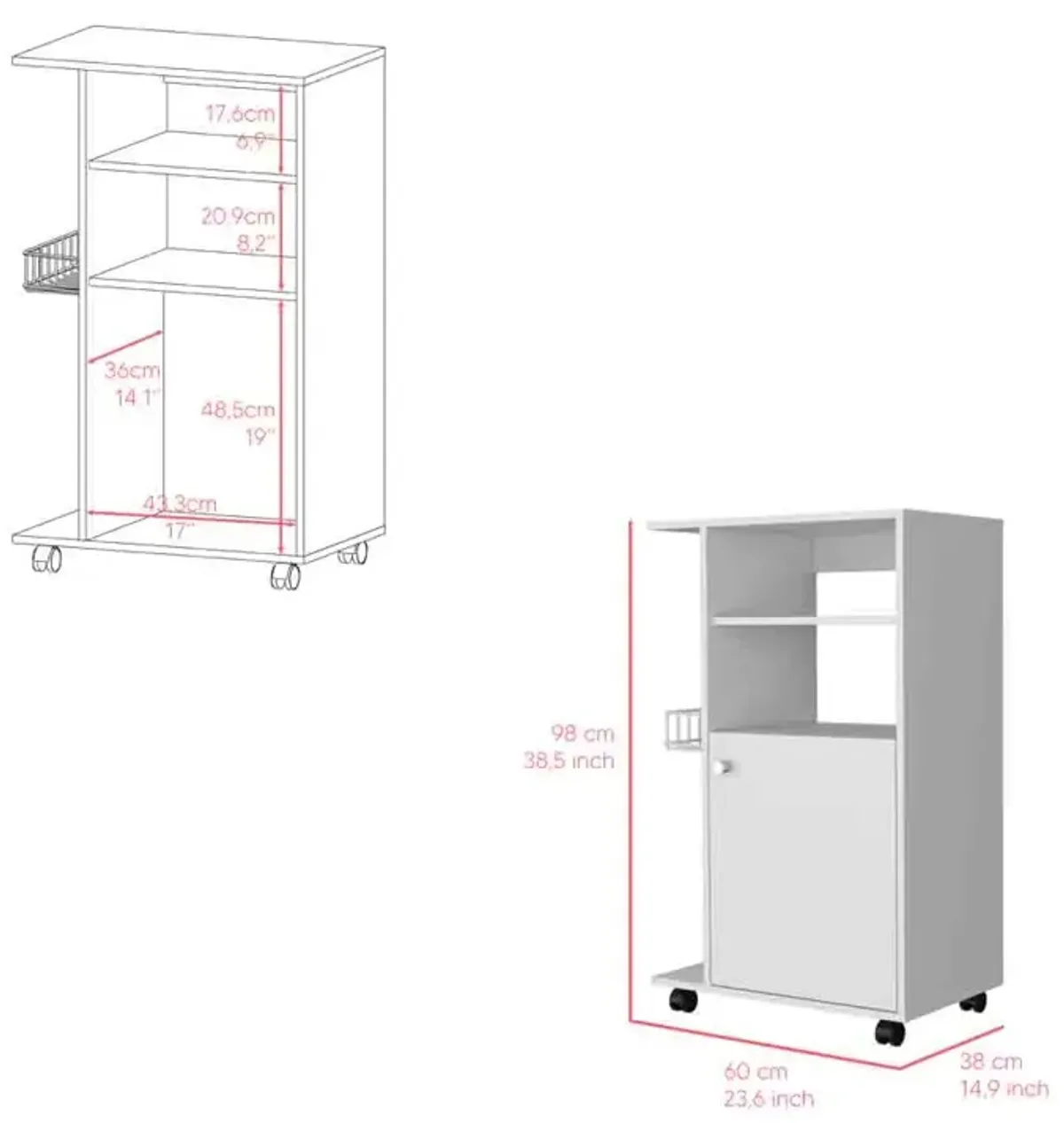 Kitchen Cart Kryot, Kitchen, White