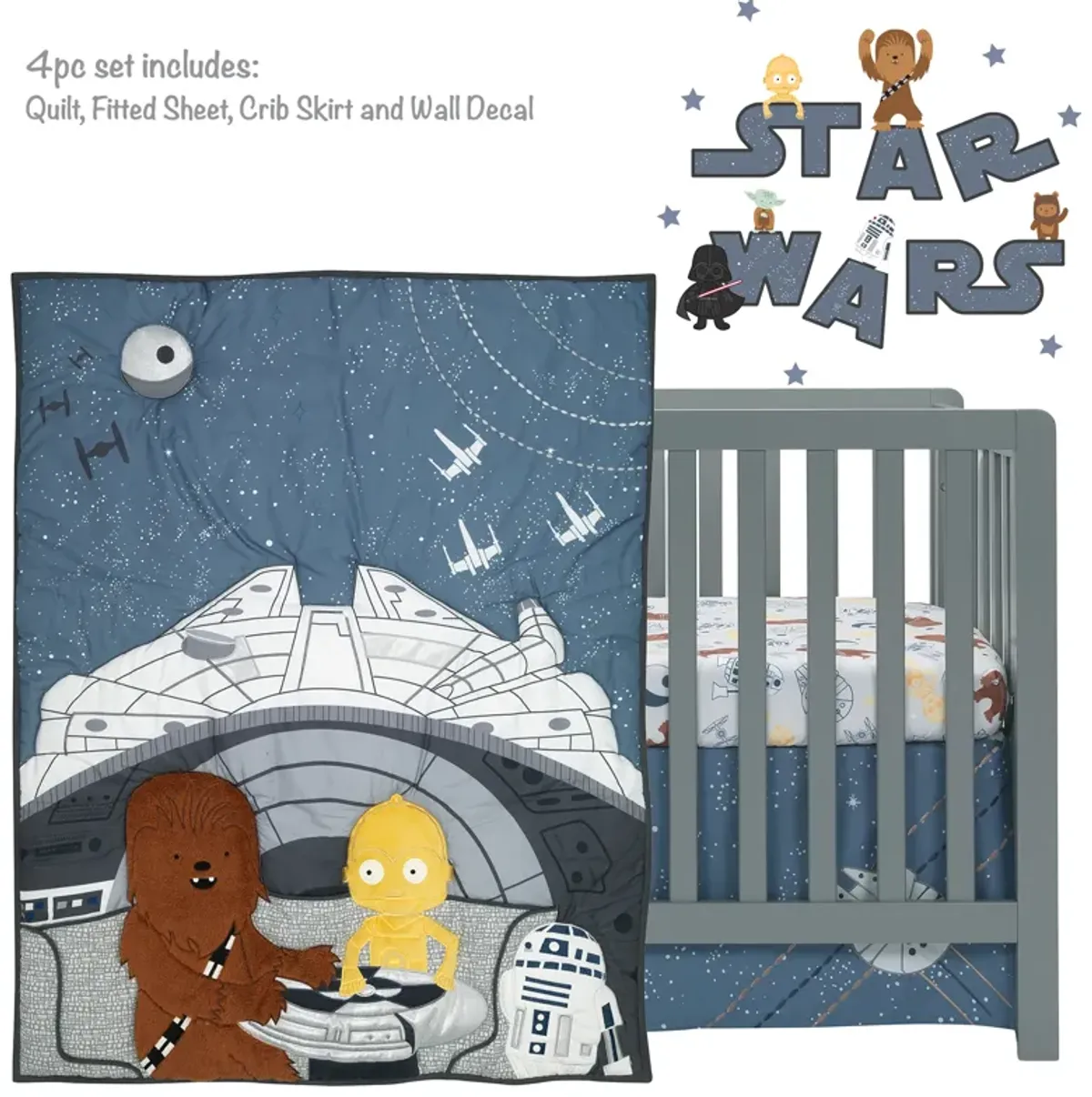 Lambs & Ivy Star Wars Signature Millennium Falcon 4-Piece Baby Crib Bedding Set