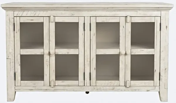 Rustic Shores 54" Coastal Distressed Acacia Four-Door Credenza Cabinet