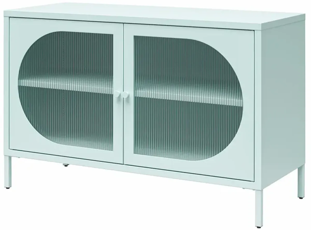 Mr. Kate Luna Wide 2 Door Accent Cabinet with Fluted Glass