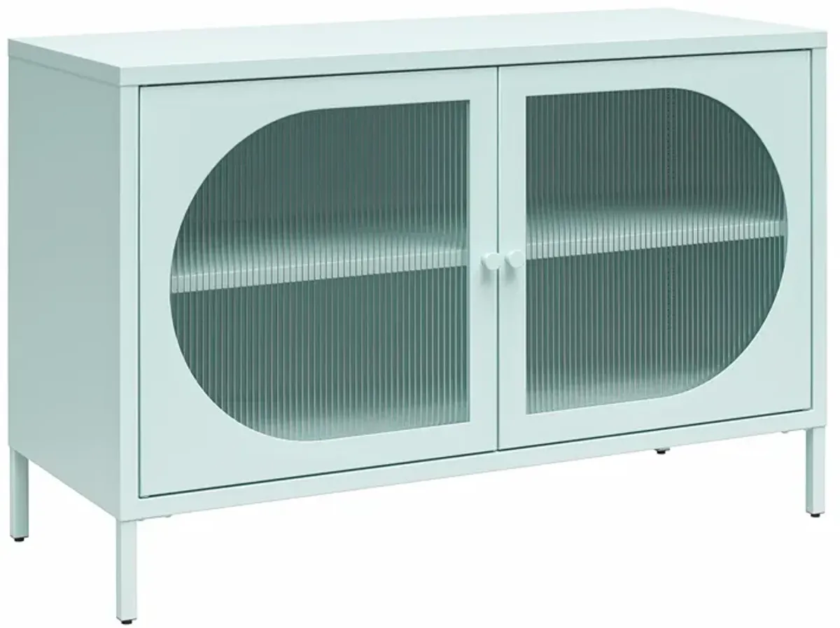 Mr. Kate Luna Wide 2 Door Accent Cabinet with Fluted Glass