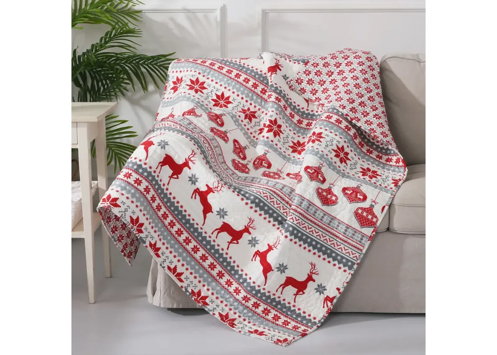 Silent Night Holiday Quilted Throw Multicolor - Levtex Home