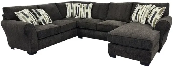 Porter Designs Savannah Soft Chenille Fabric Sectional, Brown