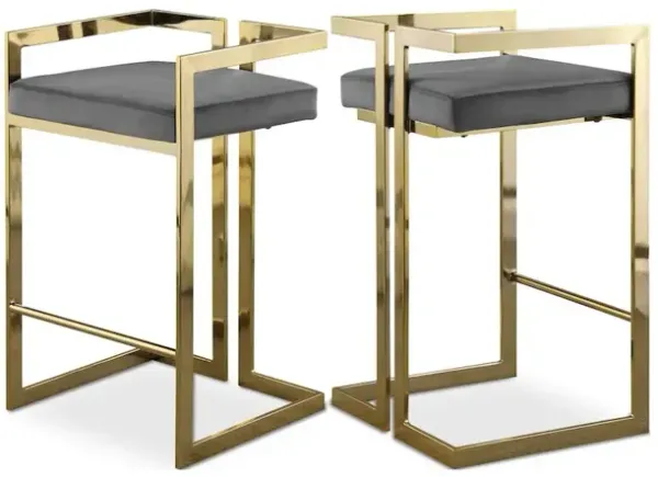 Meridian Furniture Ezra Grey Velvet Stool, Set of 2