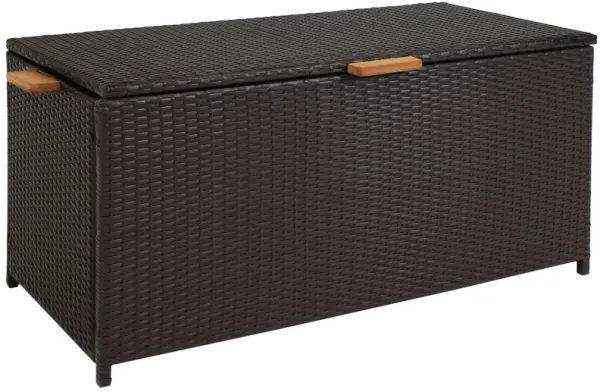 Sunnydaze Resin Wicker Indoor/Outdoor Storage Deck Box with Handles