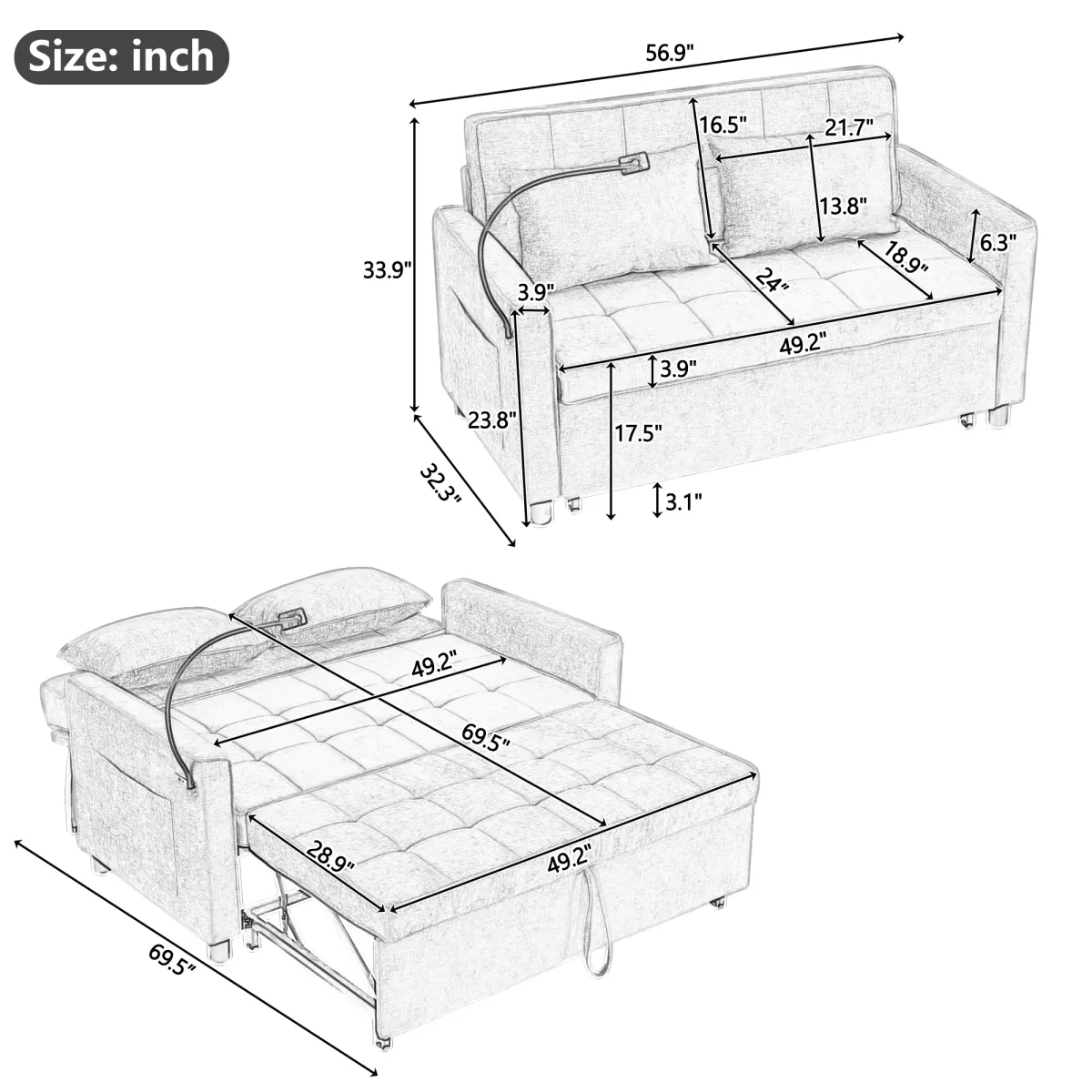 Merax Pull-out Loveseat Sleeper Sofa Bed