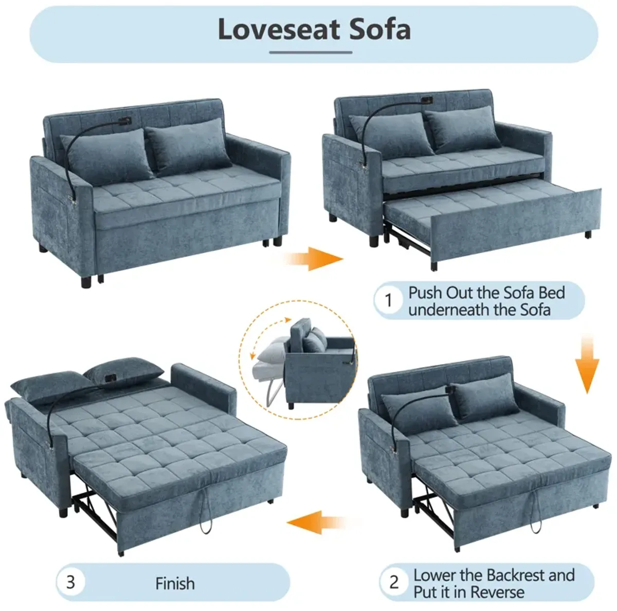 Merax Pull-out Loveseat Sleeper Sofa Bed