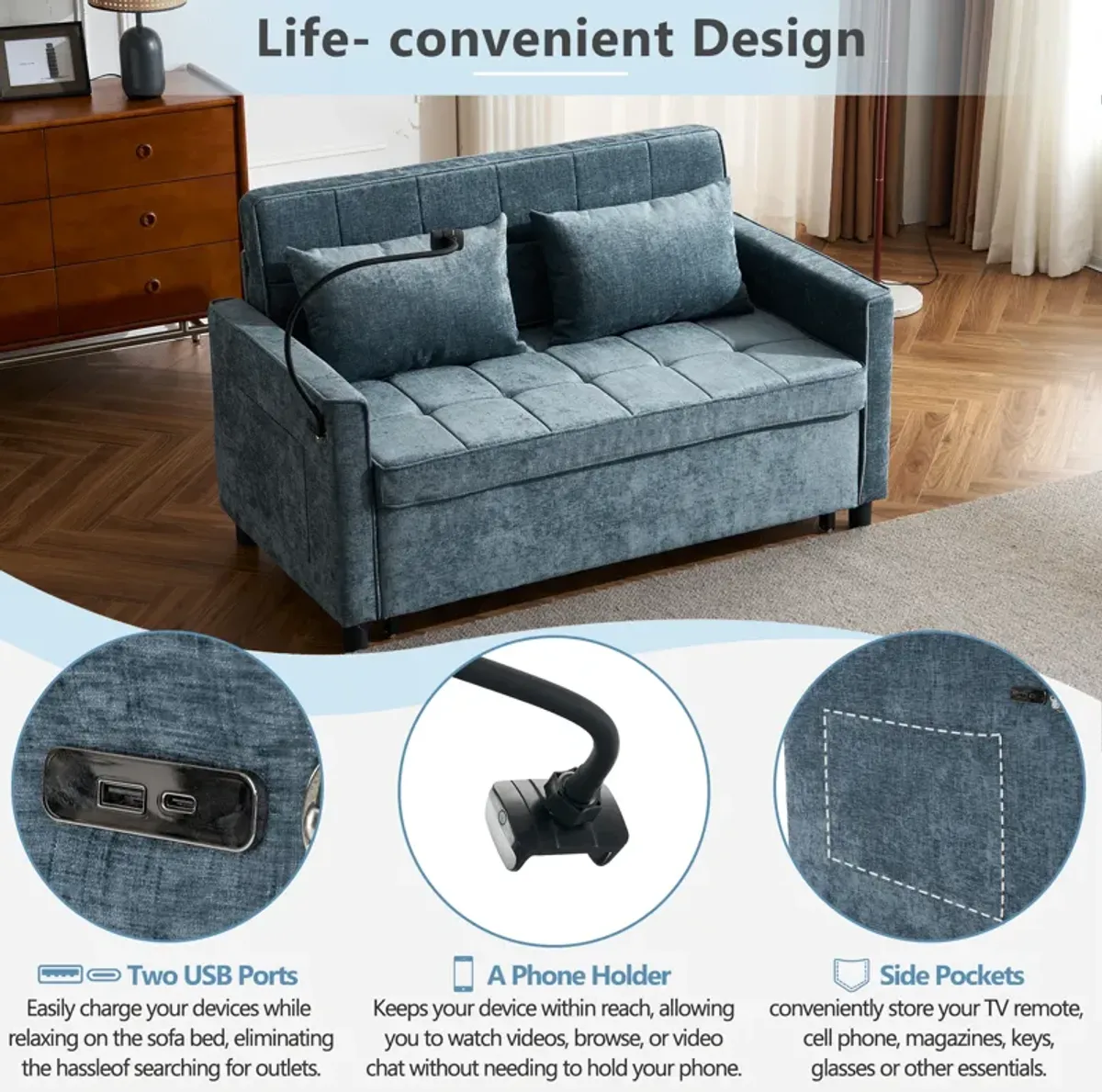 Merax Pull-out Loveseat Sleeper Sofa Bed