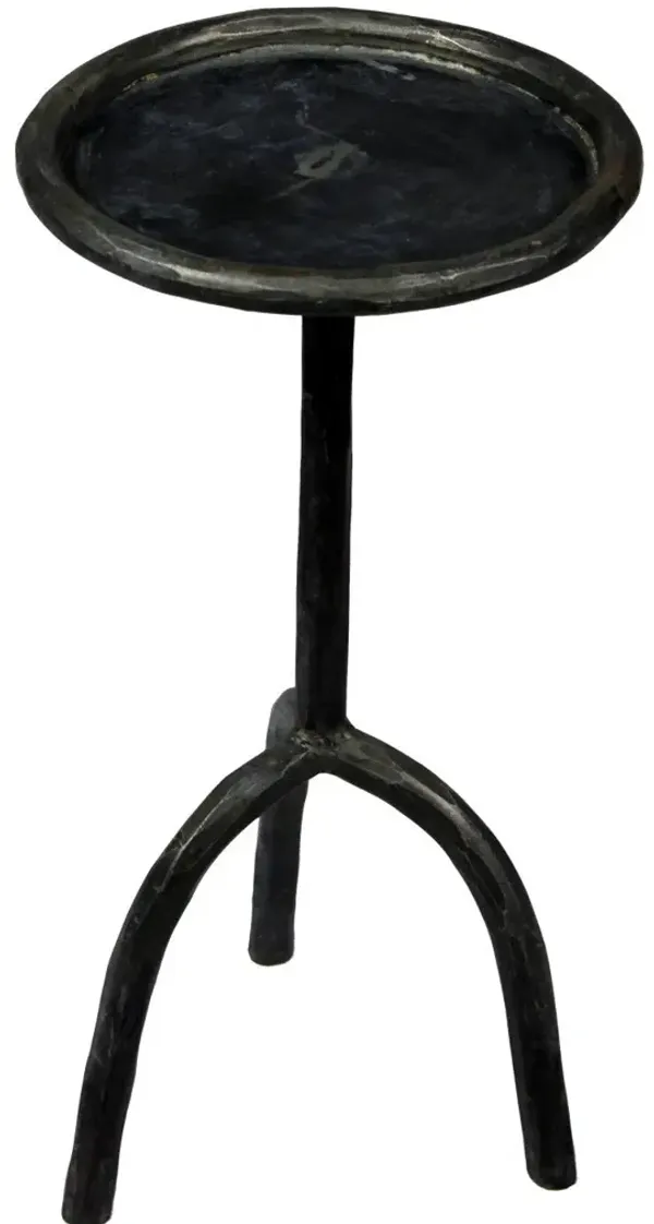 Hivvago 23" Black Iron Pedestal Round End Table