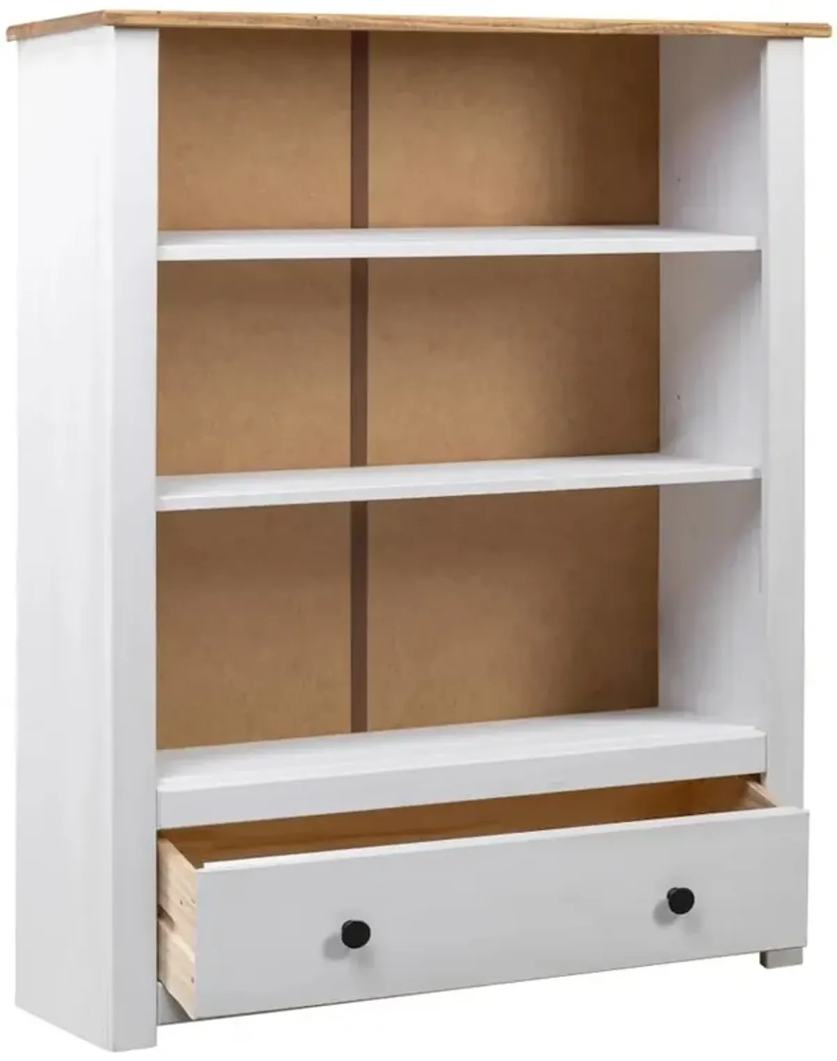 Bookcase White 31.5"x13.8"x43.3" Solid Pine Wood Panama Range