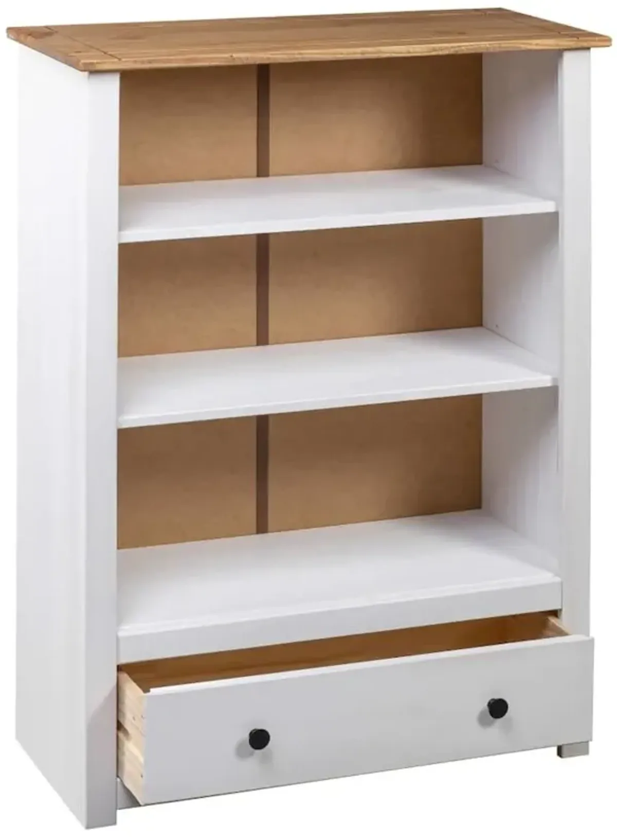 Bookcase White 31.5"x13.8"x43.3" Solid Pine Wood Panama Range