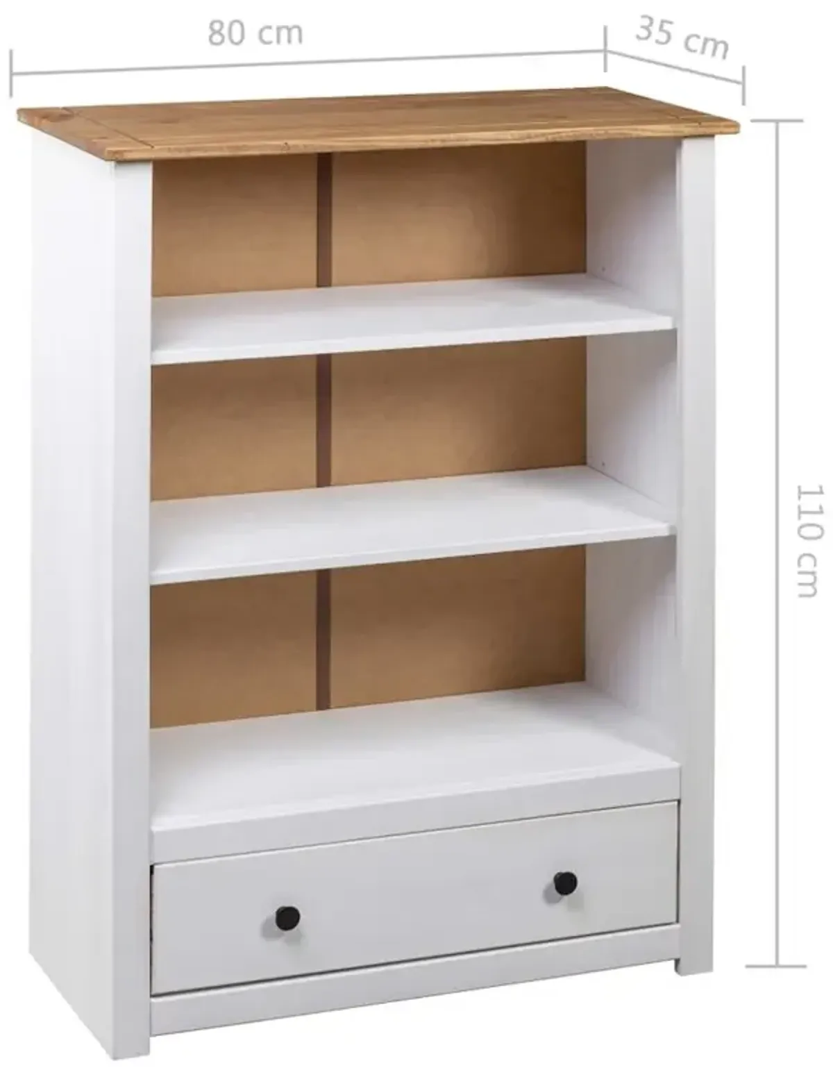 Bookcase White 31.5"x13.8"x43.3" Solid Pine Wood Panama Range