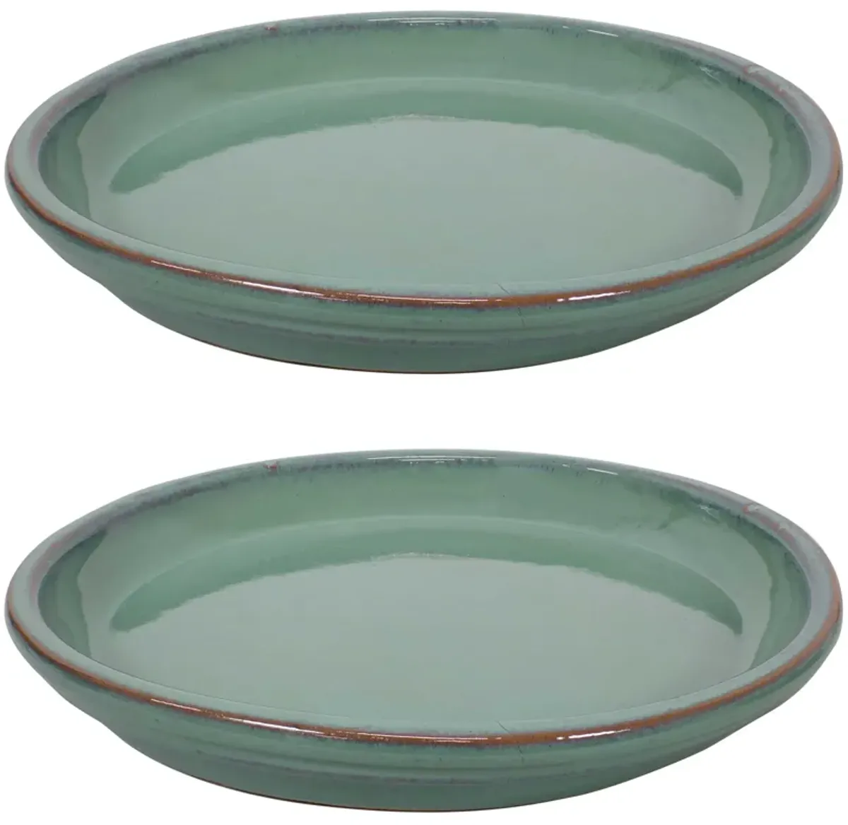 Sunnydaze Glazed Ceramic Flower Pot/Plant Saucer - Set of 2