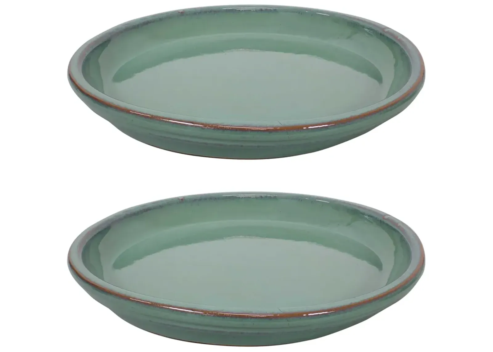 Sunnydaze Glazed Ceramic Flower Pot/Plant Saucer - Set of 2