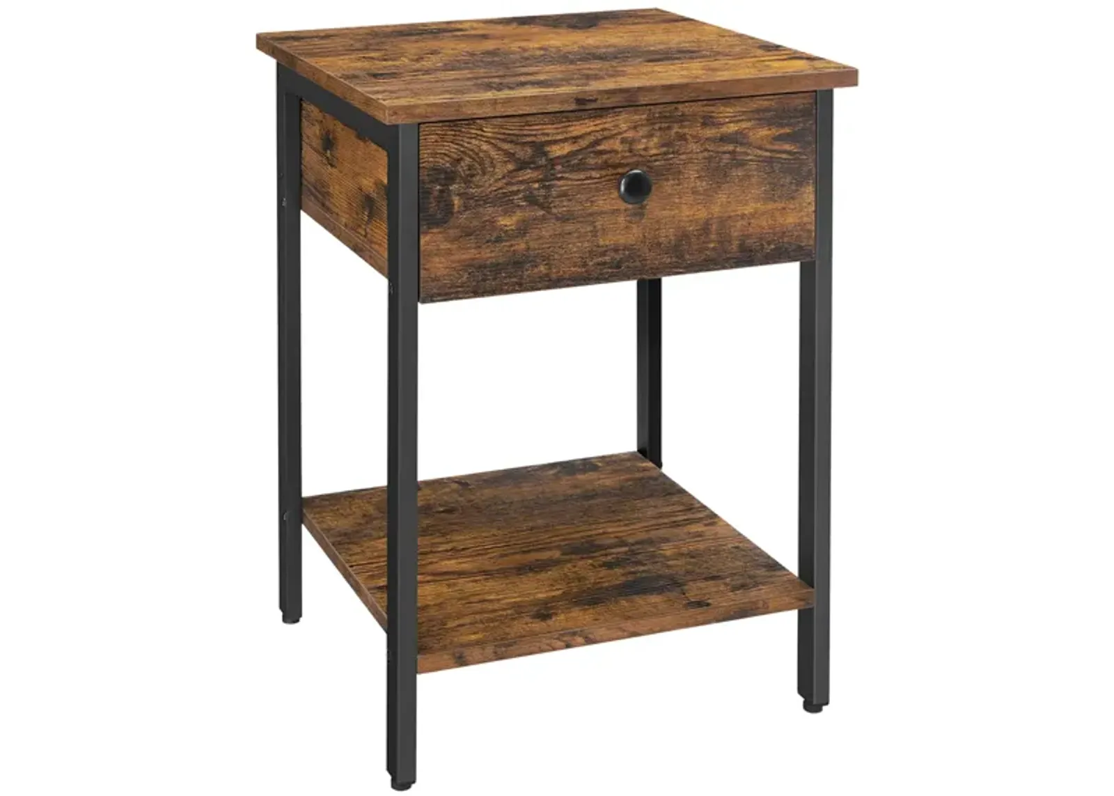 Steel Nightstand with Drawer and Shelf - Industrial-Style End Table for Bedroom