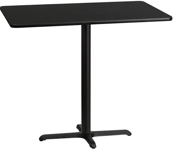 Flash Furniture Stiles 30'' x 48'' Rectangular Black Laminate Table Top with 23.5'' x 29.5'' Bar Height Table Base