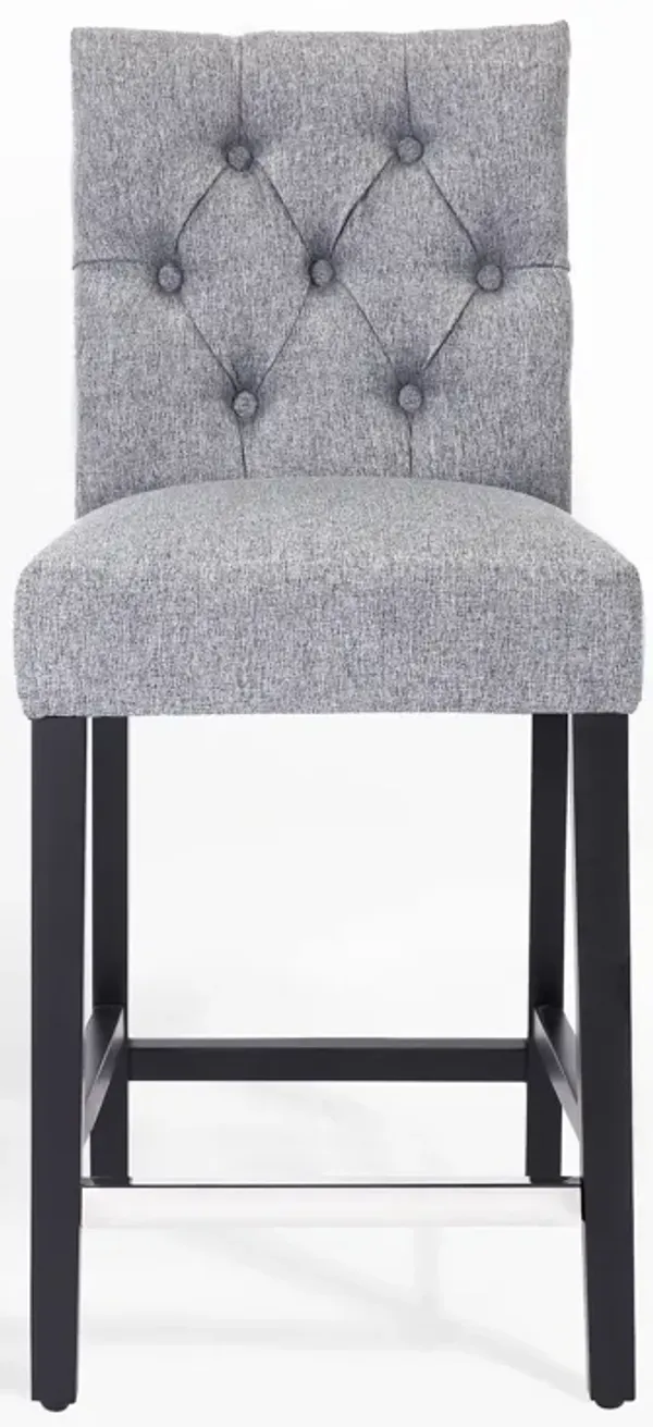 WestinTrends 24" Linen Fabric Tufted Upholstered Counter Stool, Black