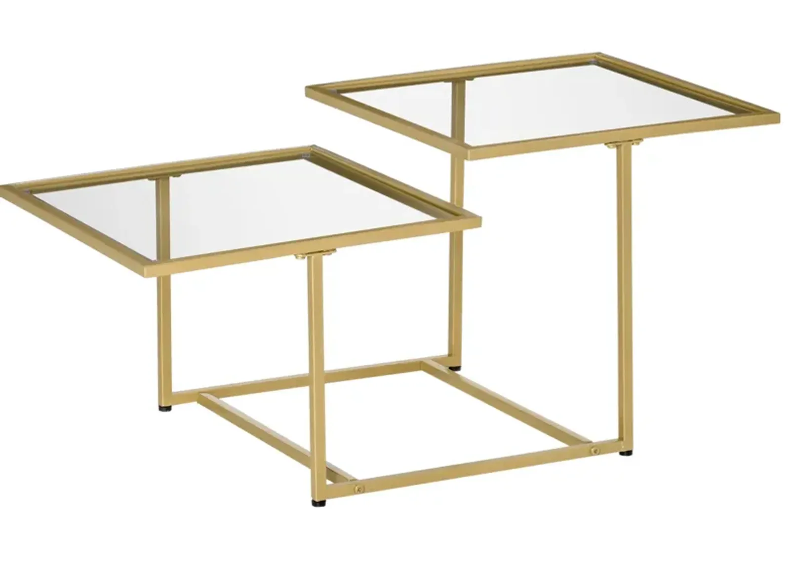 Gold Living Room Accent: Small Glass Double-tier Coffee Table