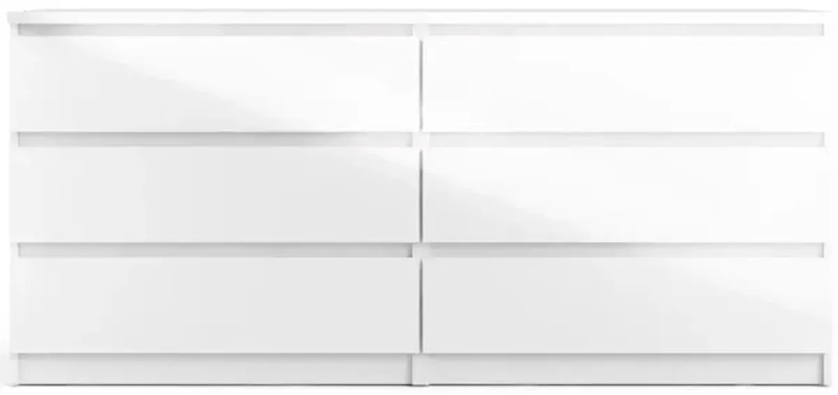 Tvilum 6 Drawer Double Dresser White High Gloss