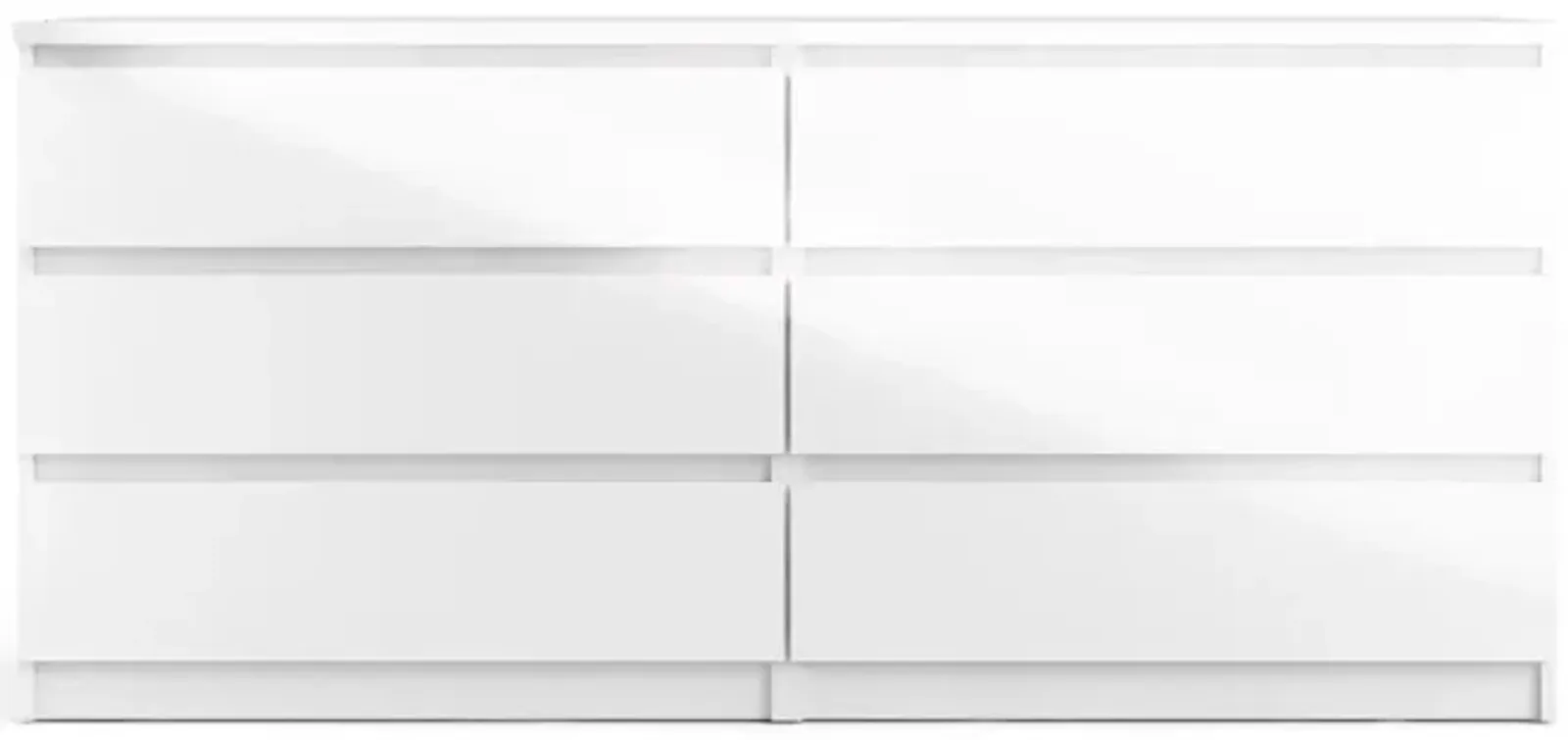 Tvilum 6 Drawer Double Dresser White High Gloss