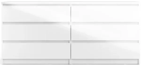 Tvilum 6 Drawer Double Dresser White High Gloss