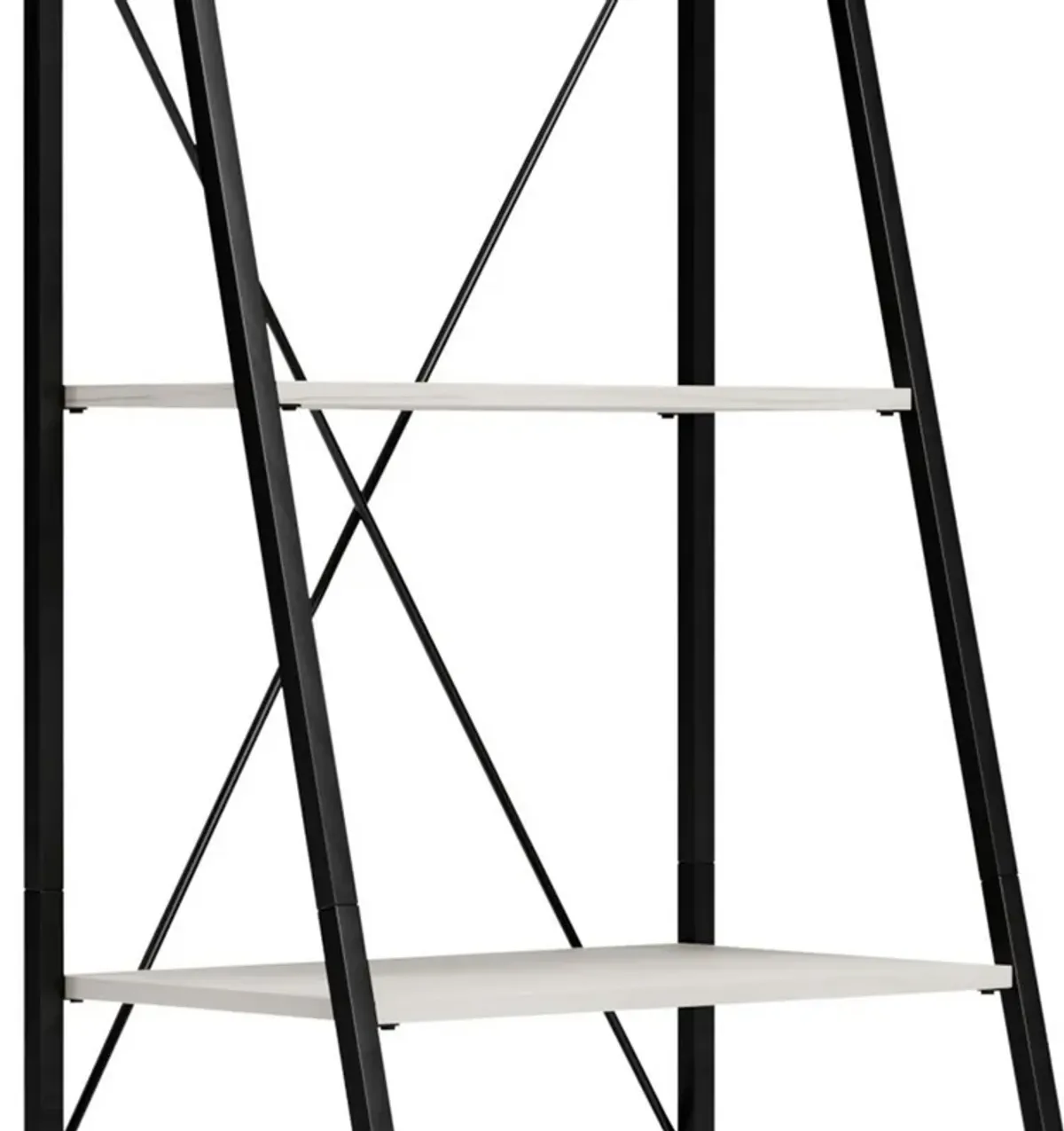 Gem 71 Inch Leaning Bookcase, Angled Ladder Design, Black Metal Frame-Benzara