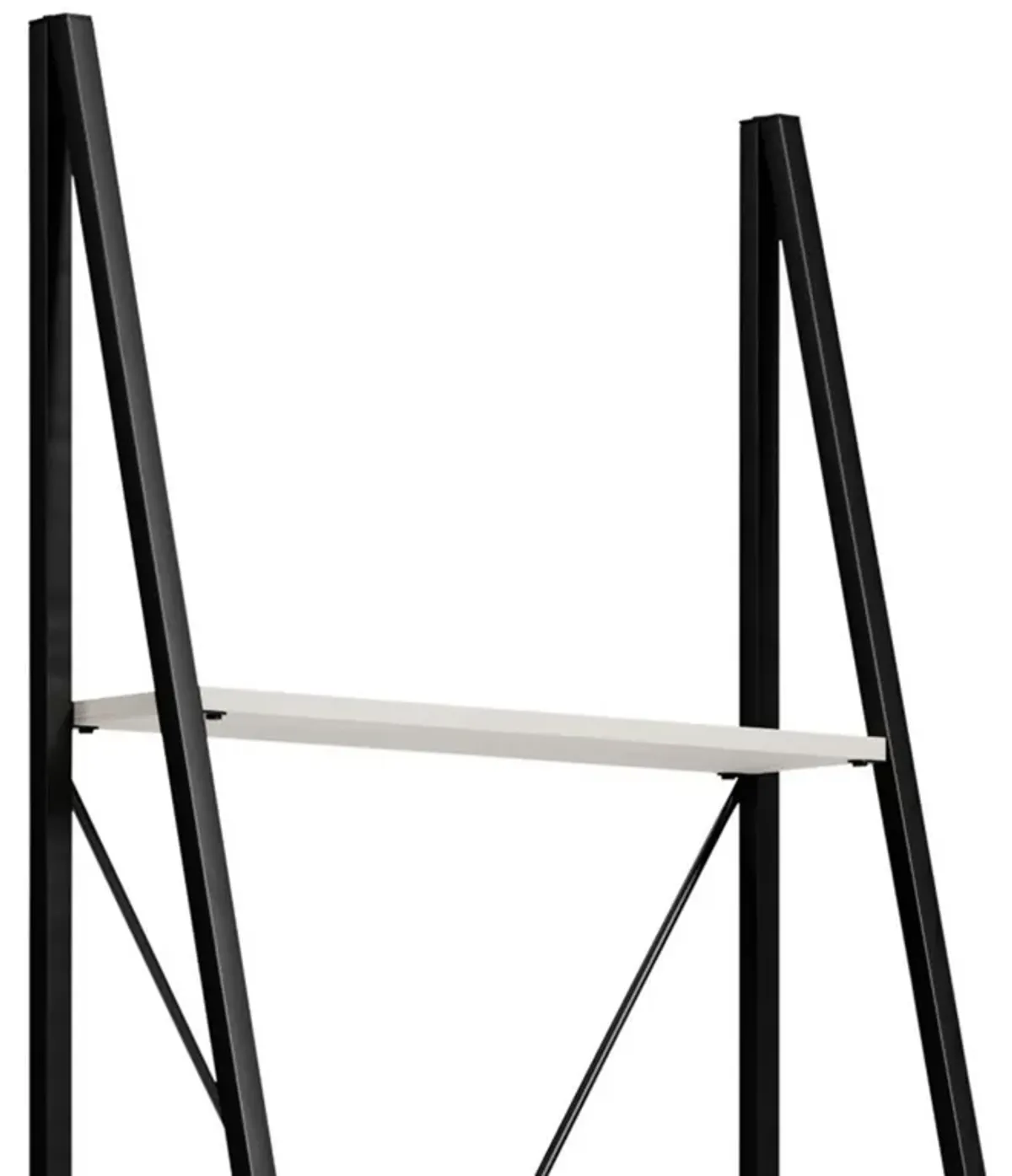 Gem 71 Inch Leaning Bookcase, Angled Ladder Design, Black Metal Frame-Benzara