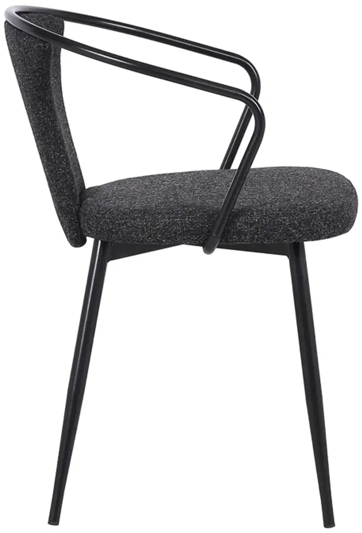 19 Inch Modern Fabric Dining Chair with Curved Back, Black-Benzara