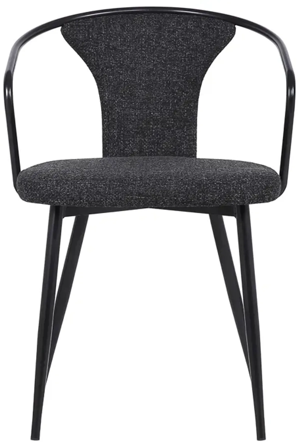 19 Inch Modern Fabric Dining Chair with Curved Back, Black-Benzara