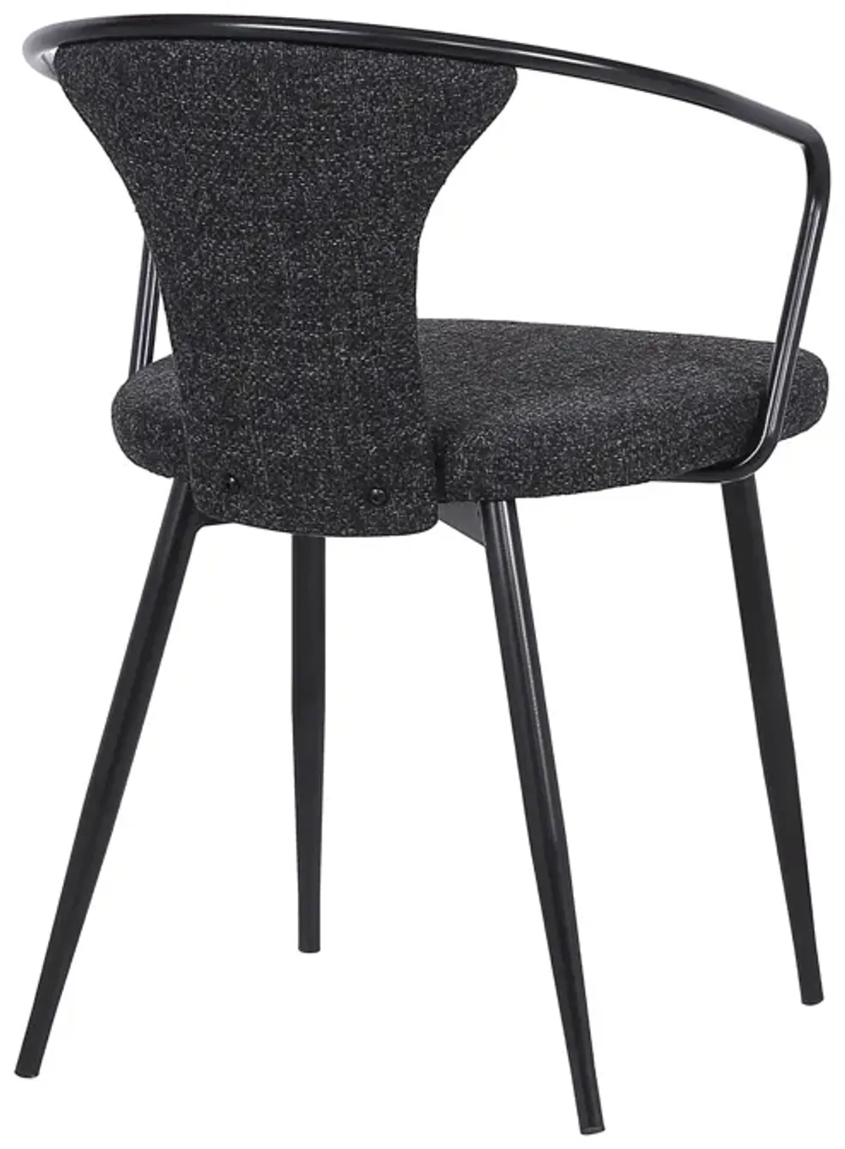 19 Inch Modern Fabric Dining Chair with Curved Back, Black-Benzara