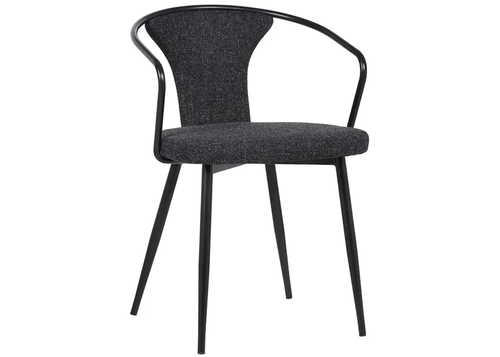 19 Inch Modern Fabric Dining Chair with Curved Back, Black-Benzara