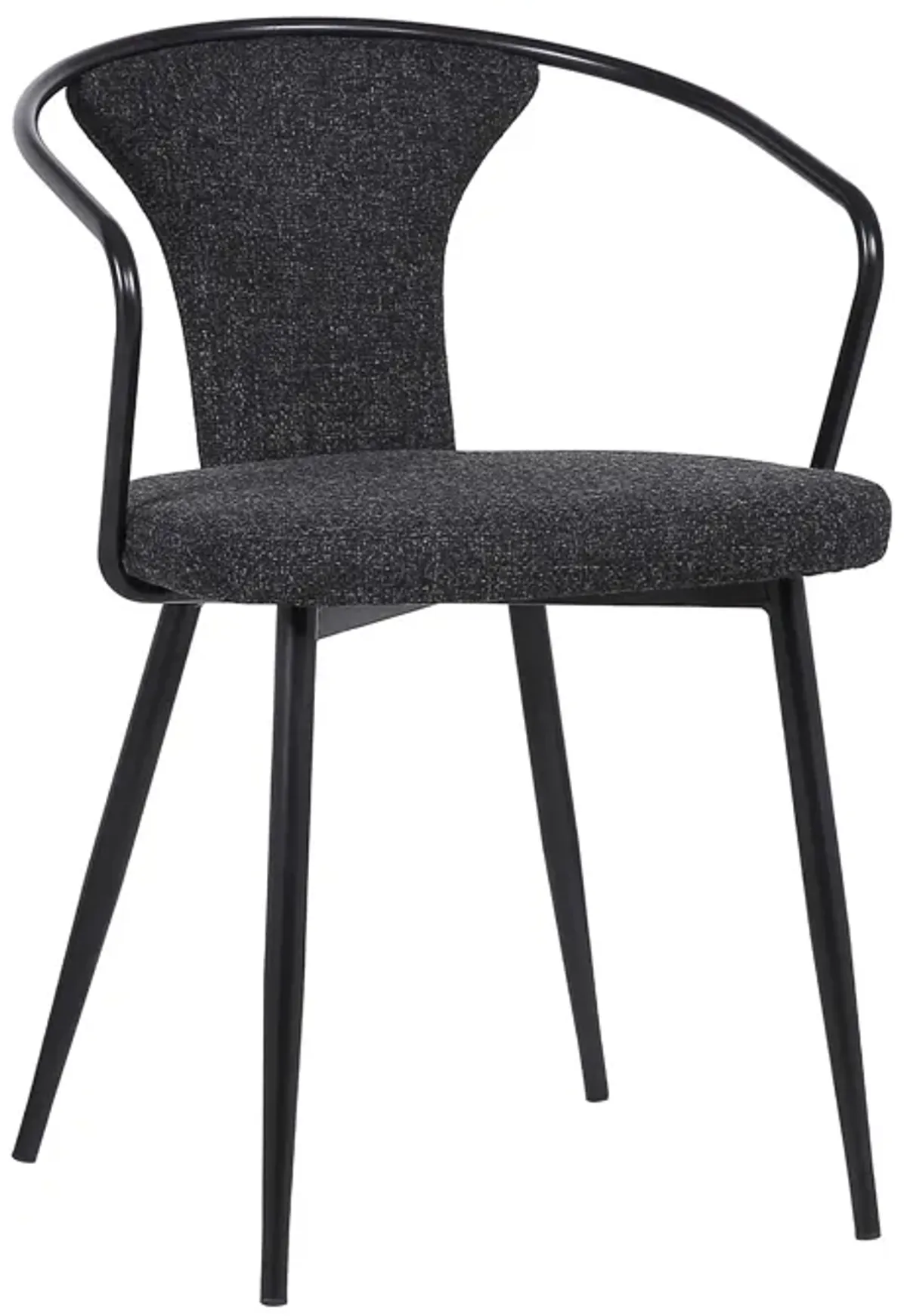 19 Inch Modern Fabric Dining Chair with Curved Back, Black-Benzara