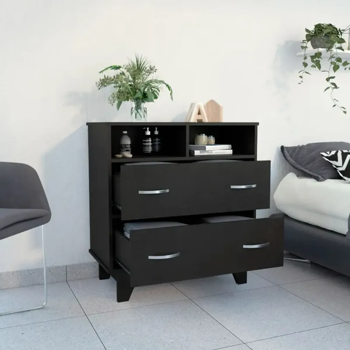 Double Drawer Dresser Arabi, Bedroom, Black