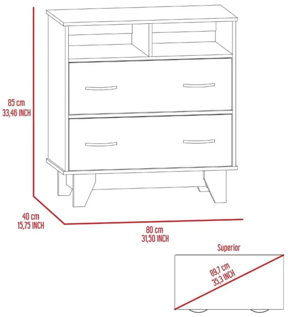 Double Drawer Dresser Arabi, Bedroom, Black