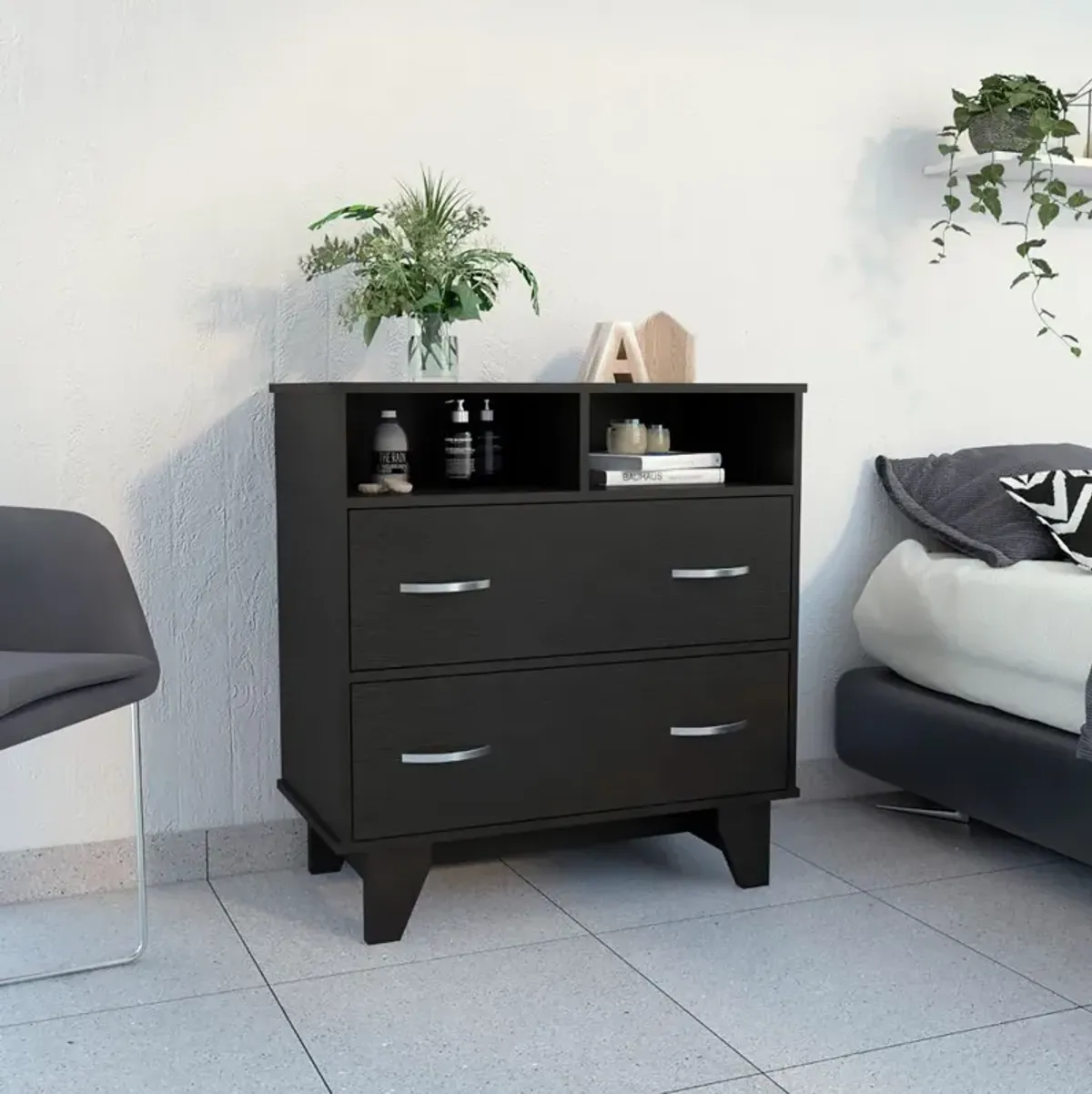 Double Drawer Dresser Arabi, Bedroom, Black