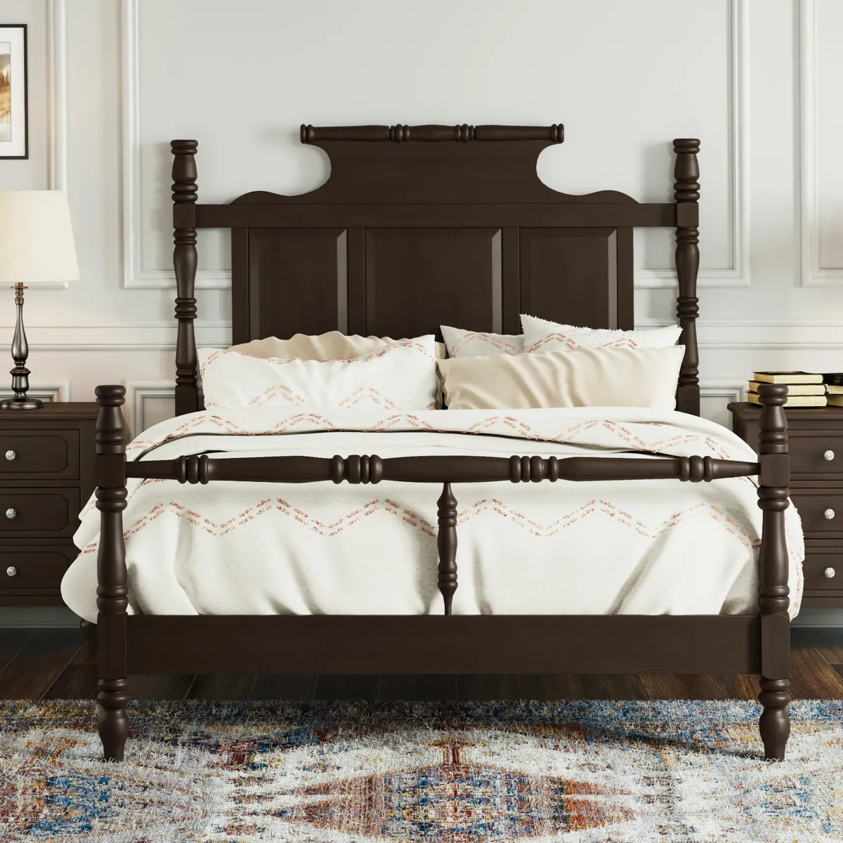 Merax Vintage Country Style 4-Poster Platform Bed