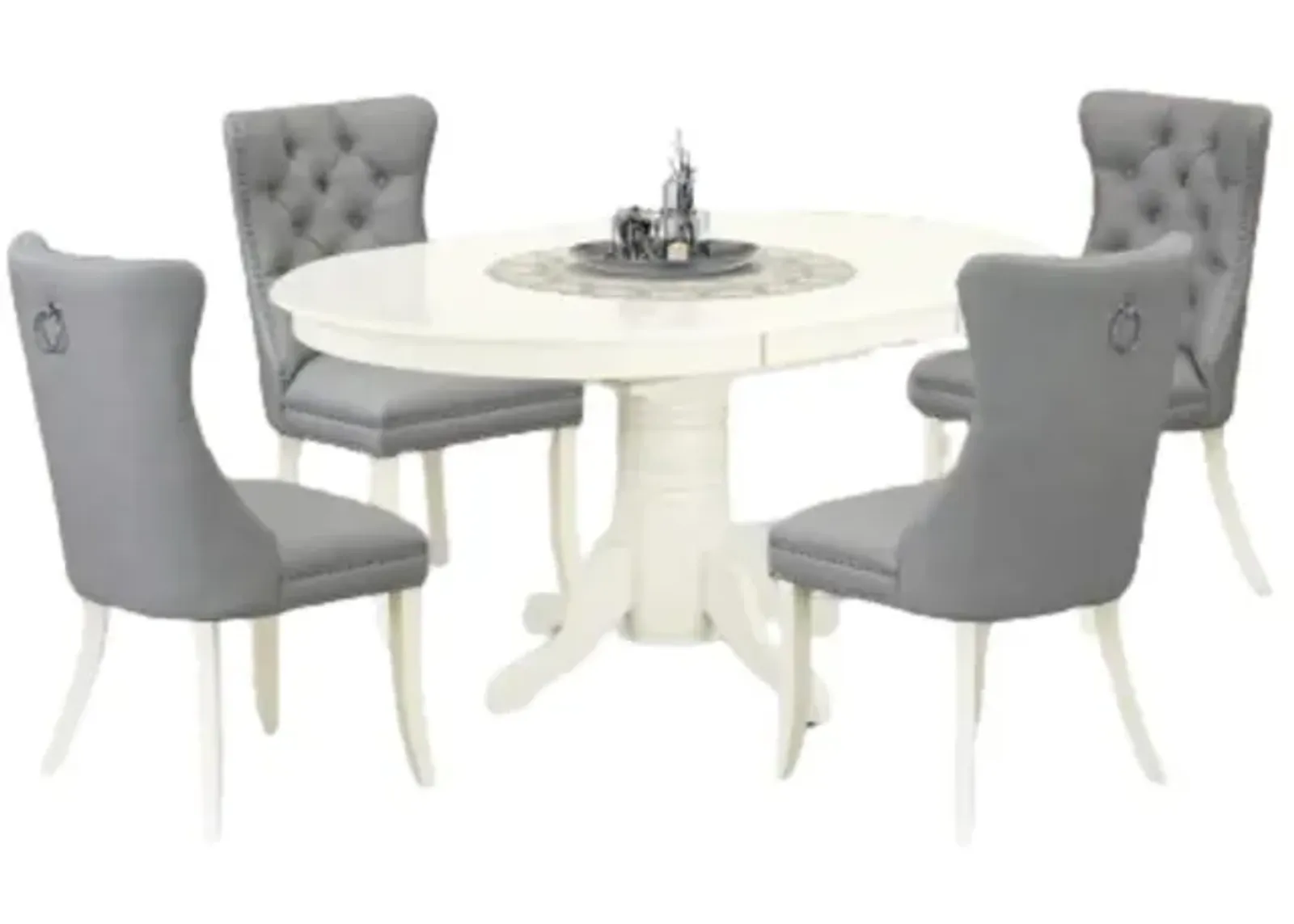 5 Piece Dining Set Contains an Oval Kitchen Table with Butterfly Leaf