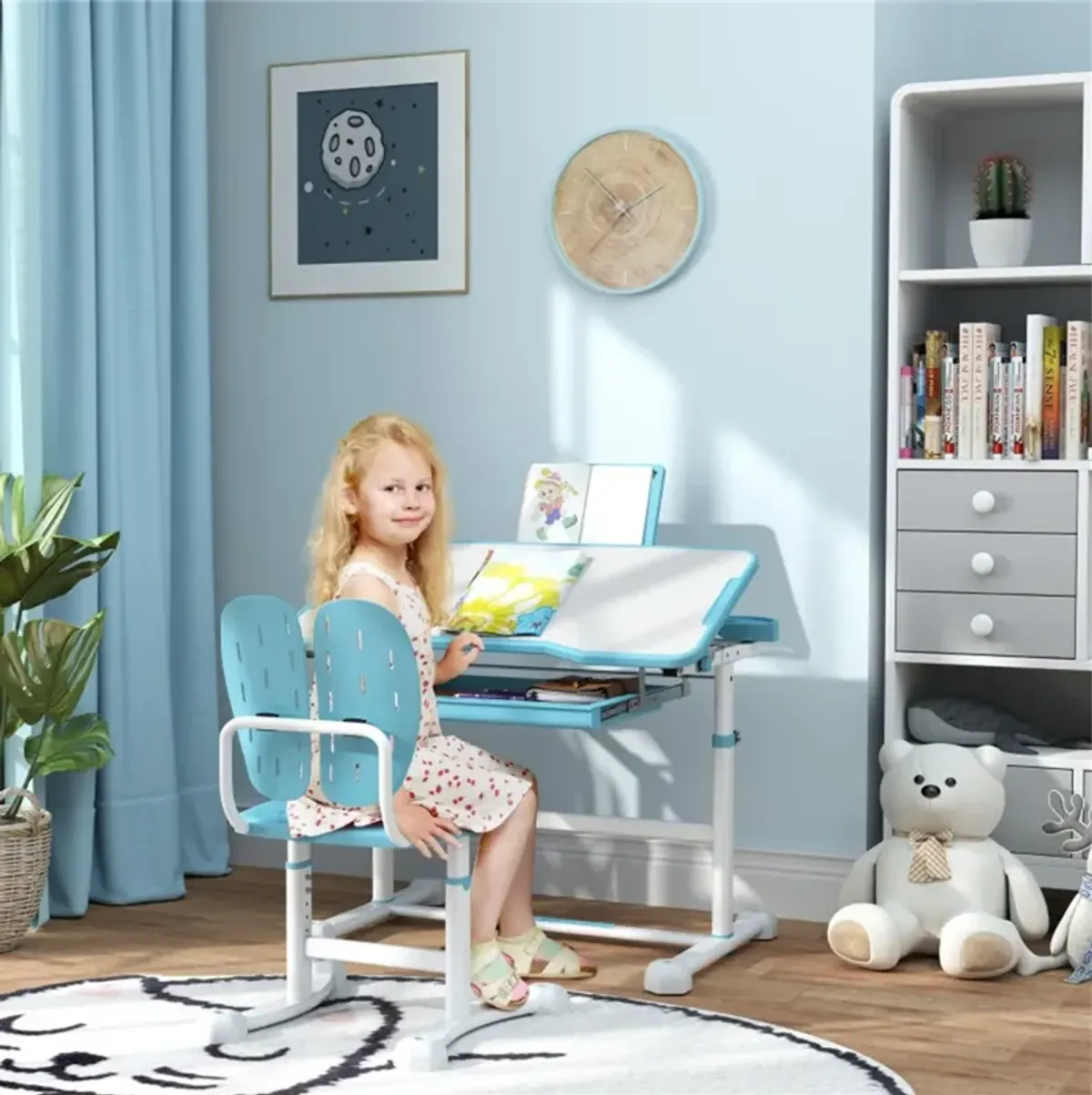Kids Desk and Chair Set for Study and Playtime