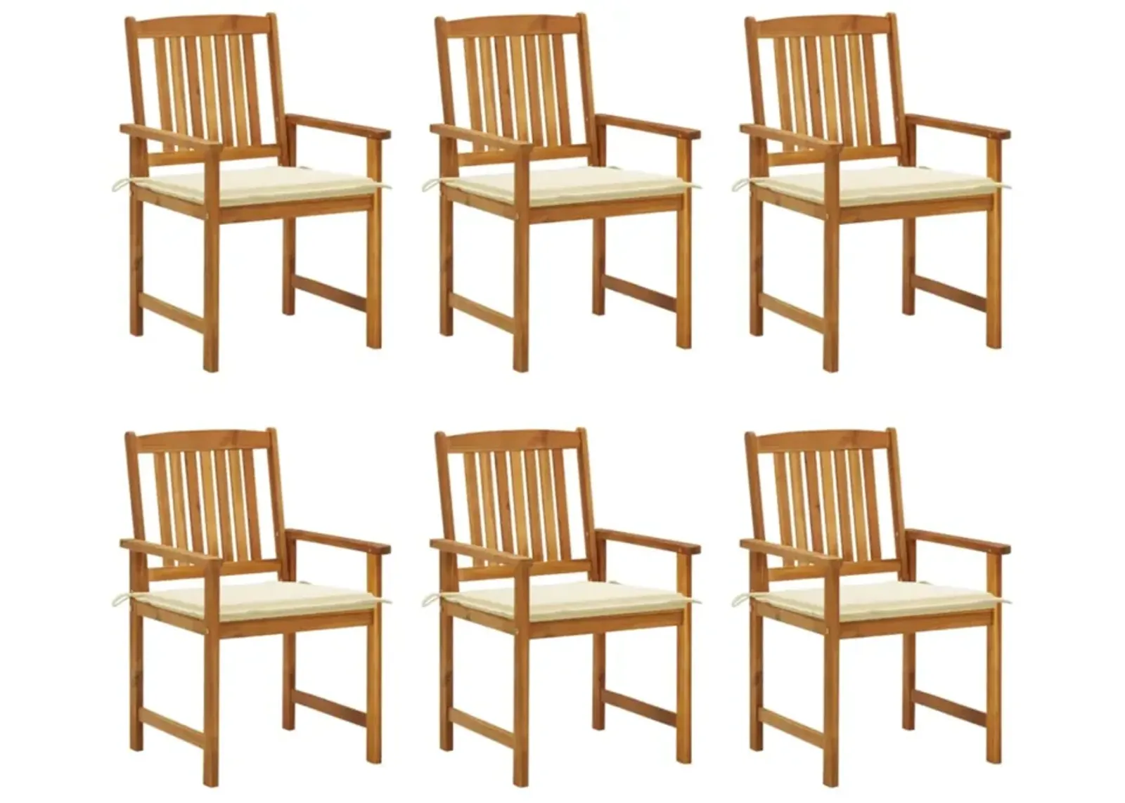 vidaXL Patio Chairs with Cushions 6 pcs Solid Acacia Wood