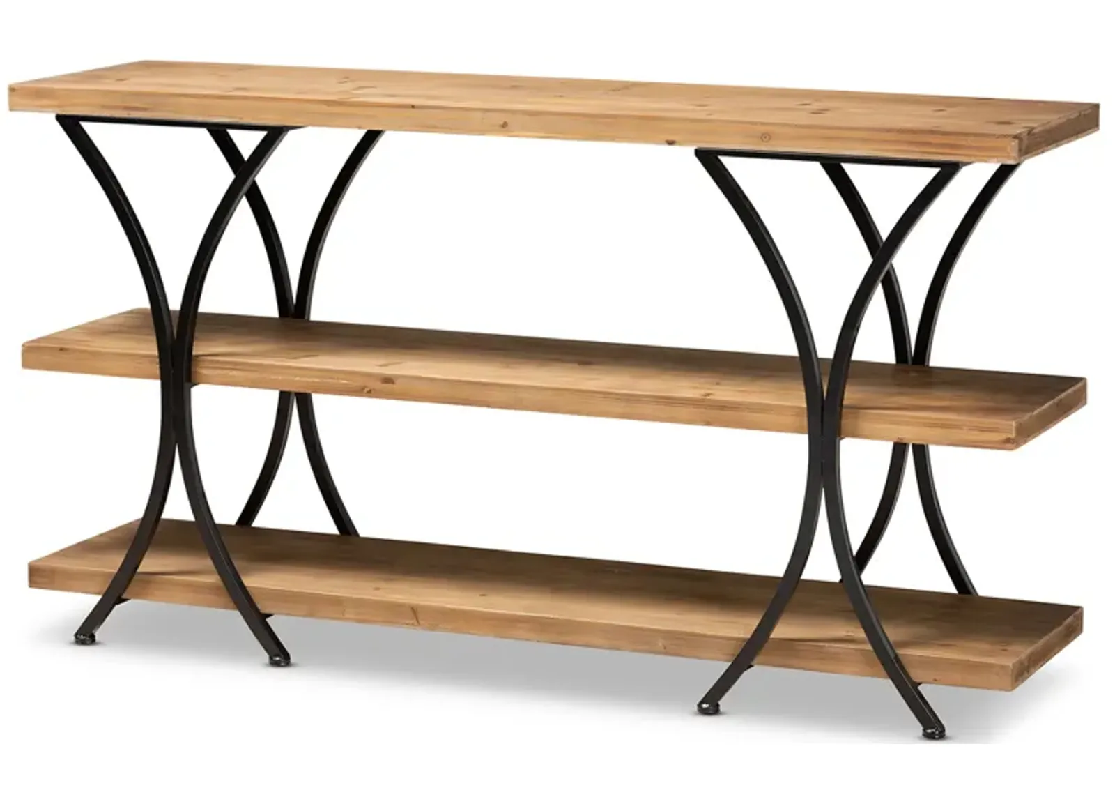 Baxton Studio Terrell Natural Brown Finished Wood And Black Finished Metal Console Table