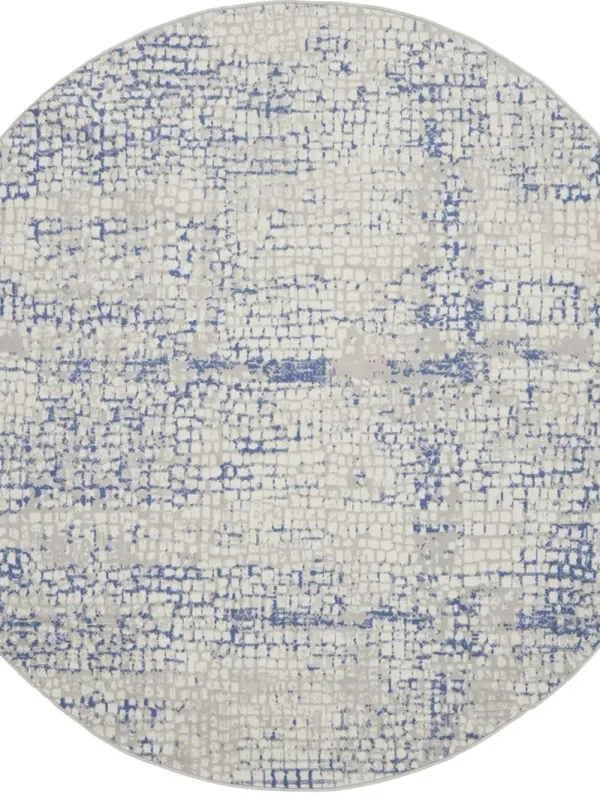 Whimsicle WHS07 Gray/Blue 5' x Round Rug