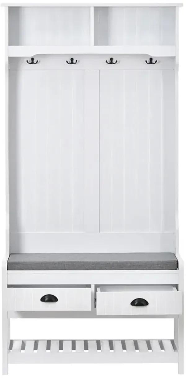 Merax Multifunctional Coat Rack Hall Tree with 4 Hooks and Hinged Lid