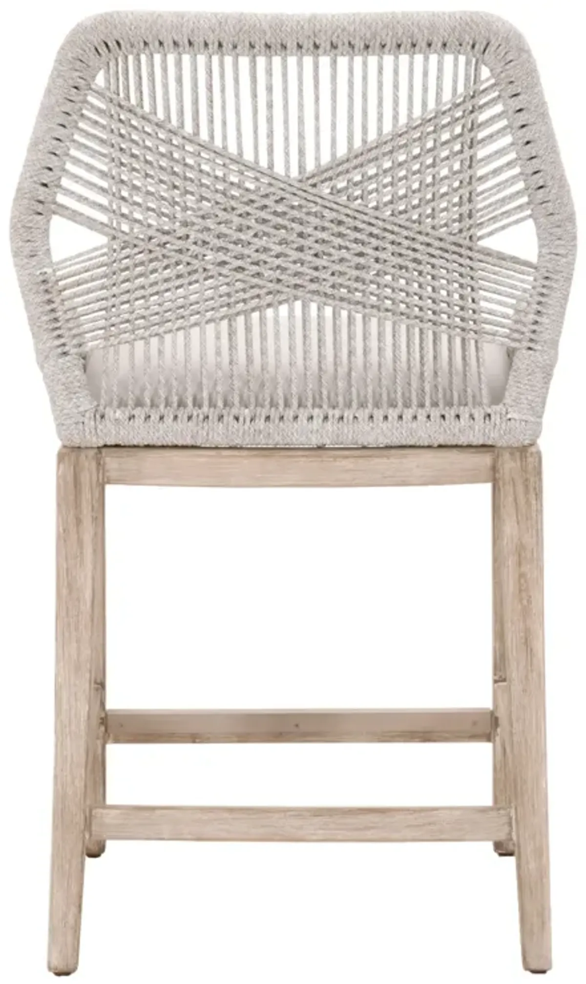 Loom Outdoor Counter Stool in Taupe & White