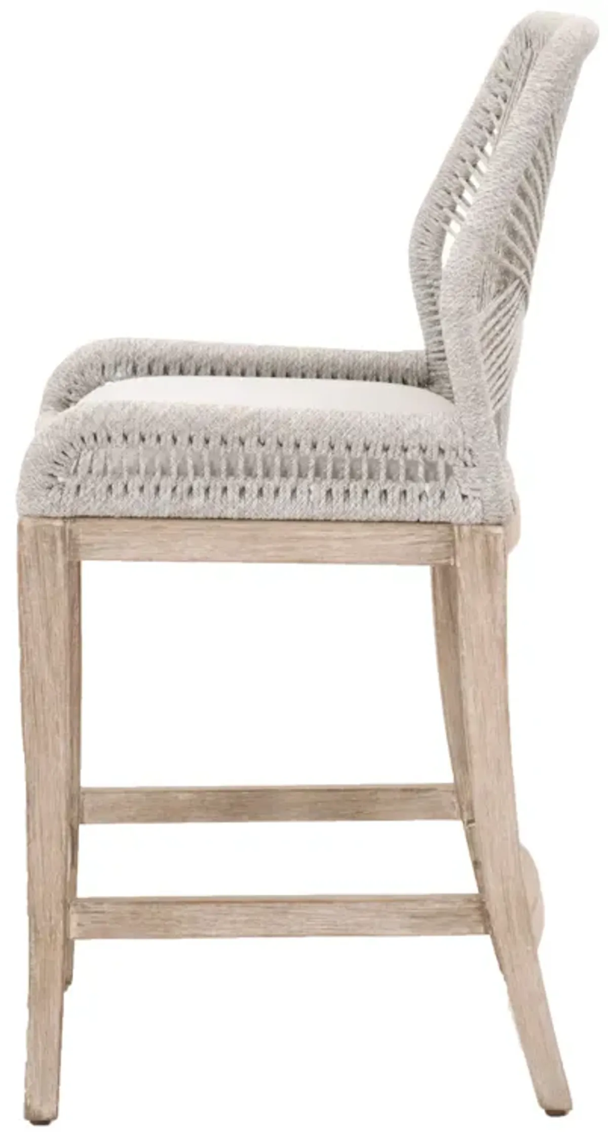 Loom Outdoor Counter Stool in Taupe & White